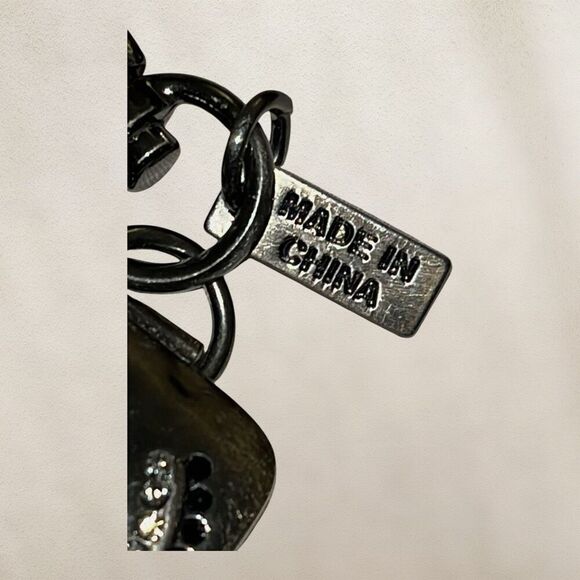 Chico’s Gun Metal Black & Silver Rhinestone Link Belt One Size - Picture 9 of 10